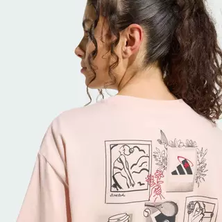 adidas ไลฟ์สไตล์ เสื้อยืดพิมพ์ลาย MINI EMBROIDERY OVERSIZED ผู้หญิง สีชมพู KG5449