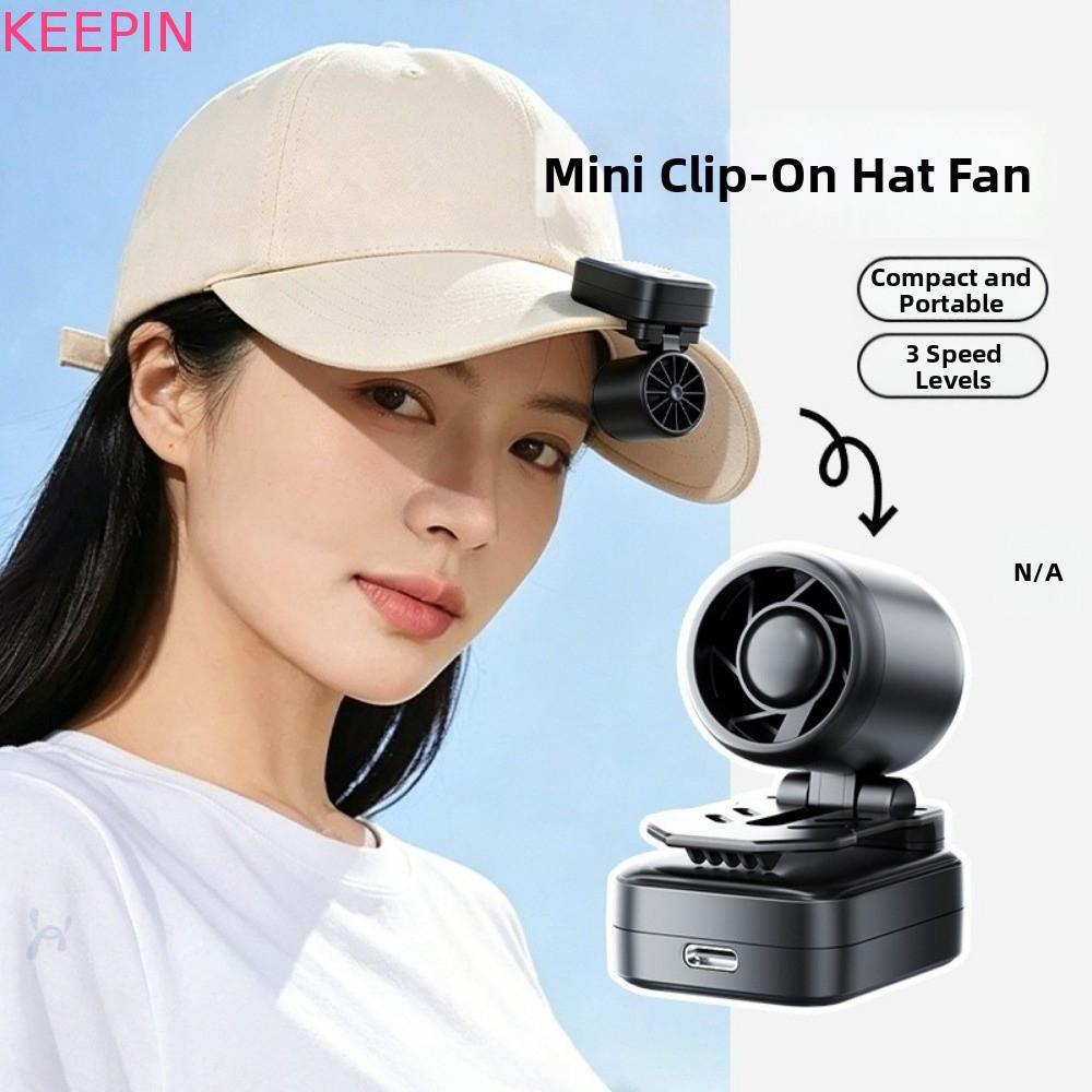 KEEPIN Cooling Clip on Fan, Portable 3 Speeds Hat Clip Fan, Lightweight Type-C Charge Multi-Directio