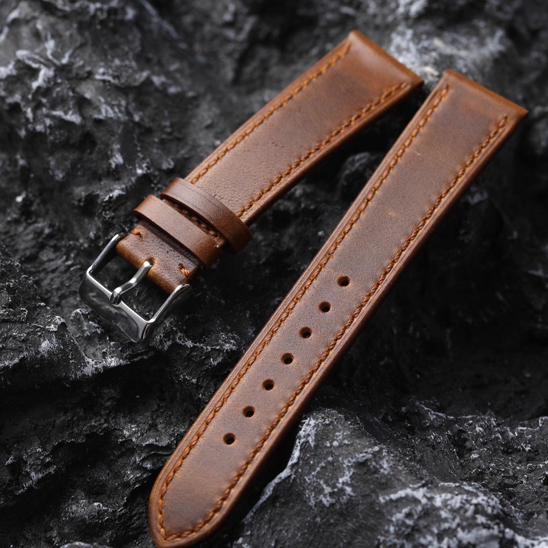 Handmade First Layer Cowhide Strap 18 20 22MM Adapt Retro Adapt to Omigas Woqi Mars Leather Chain