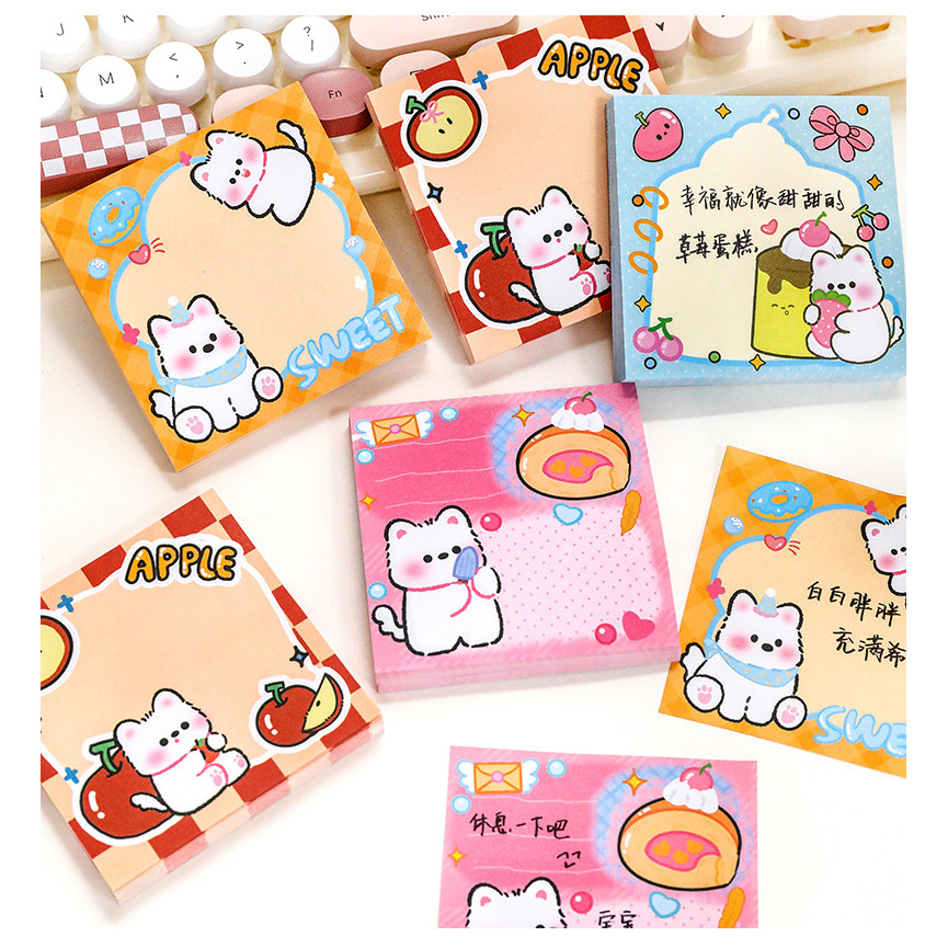 (50 หน้าต่อสําเนา) การ์ตูนน่ารักสแควร์ สมุดบันทึก ของขวัญเครื่องเขียนนักเรียน, สามารถติดกระดาษโน้ตเหนียว