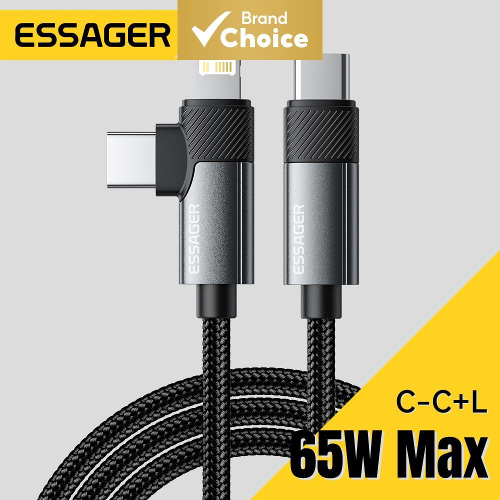 Essager สาย USB Type C 2 in 1 ชาร์จเร็ว 65W PD สําหรับ 15 14 Pro Max Xiaomi