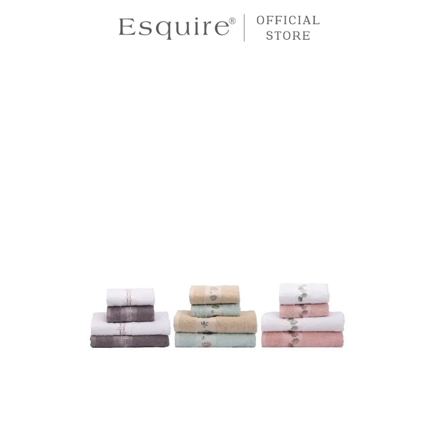 ESQUIRE ผ้าขนหนู เกรดพรีเมียม ปักลาย วัสดุ Cotton 100% นุ่ม ซับน้ำดี แห้งไว ลดการสะสมของเชื้อโรค