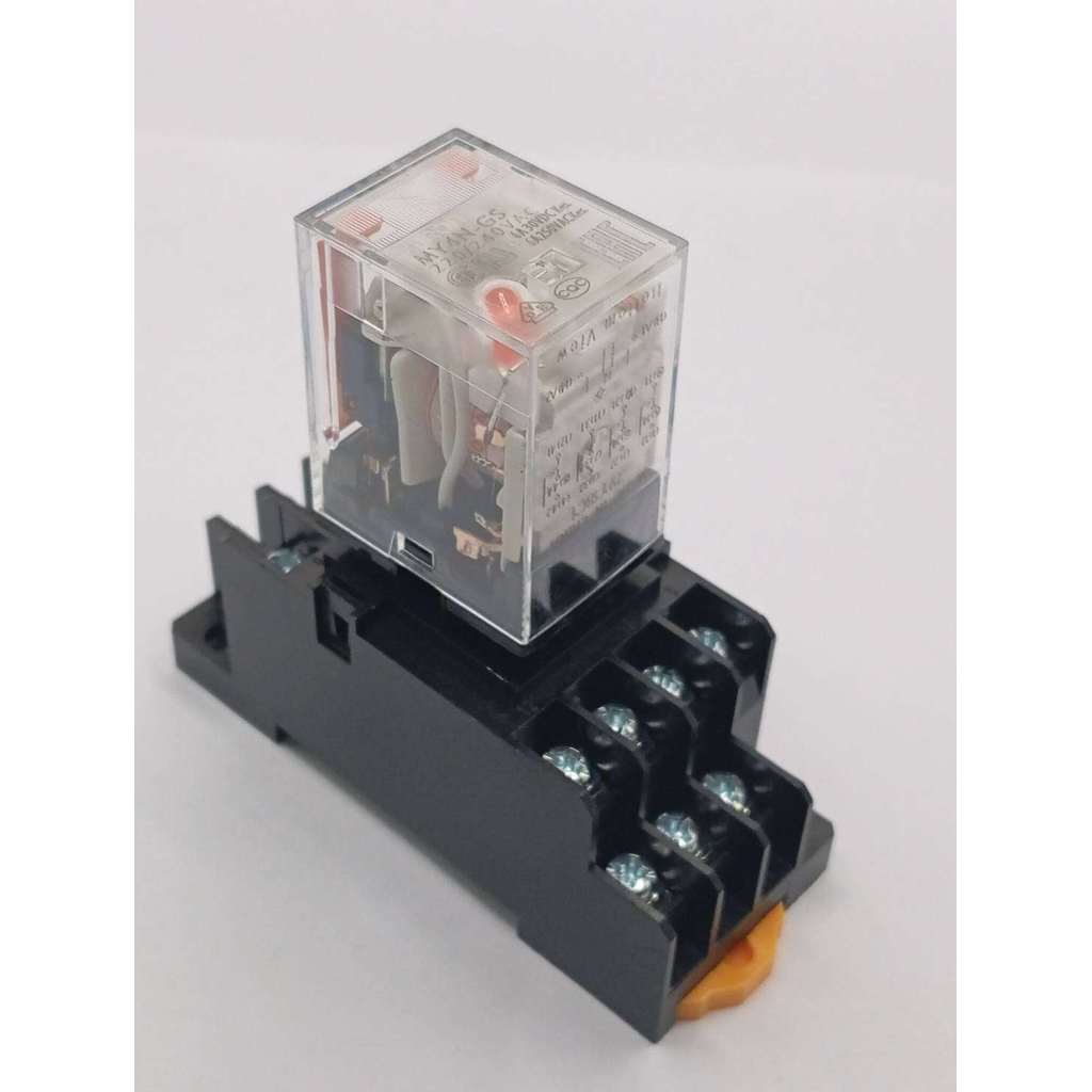 New1 รีเลย์ MY4N-GS 12V 24V 48V 110V 220V AC, DC มี socket ขายทั้งชุด สินค้าถ่ายจากงานจริง