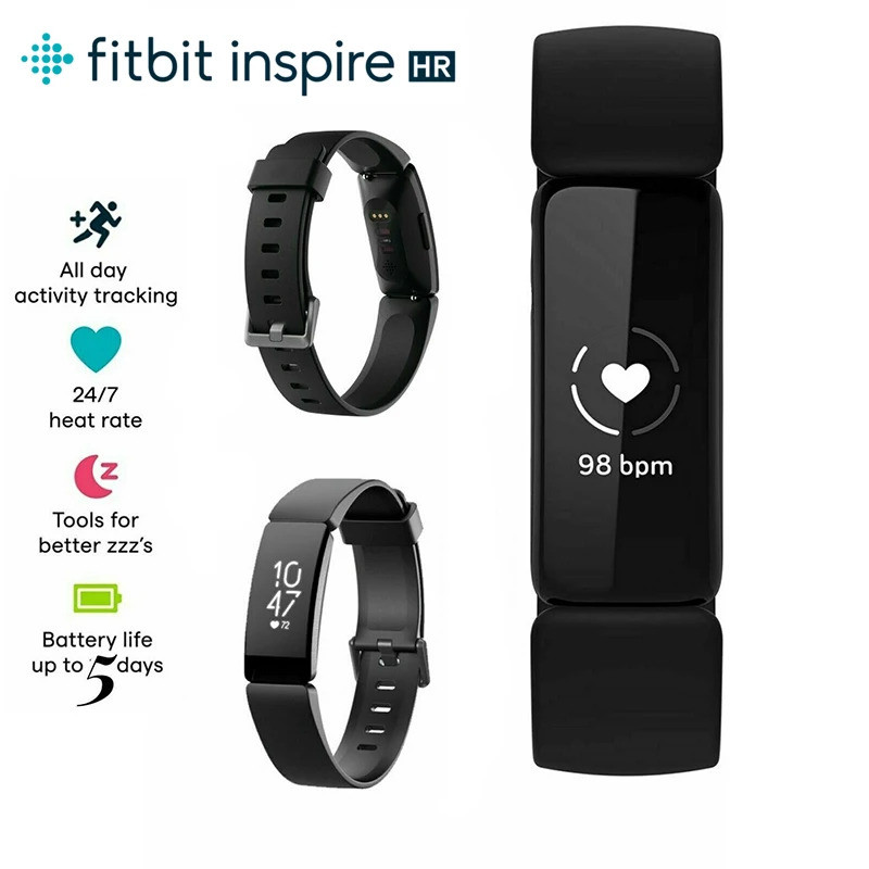 Fitbit Inspire HR Health & Fitness Tracker สมาร์ทแบนด์ว่ายน้ําติดตาม/อัตราการเต้นหัวใจสร้อยข้อมือกีฬ