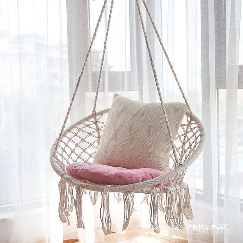 Cradle เก้าอี้ B & B แขวนเก้าอี้ในร่ม Influencer กลางแจ้งระเบียง Handmade พู่สไตล์นอร์ดิกเชือกฝ้ายแข