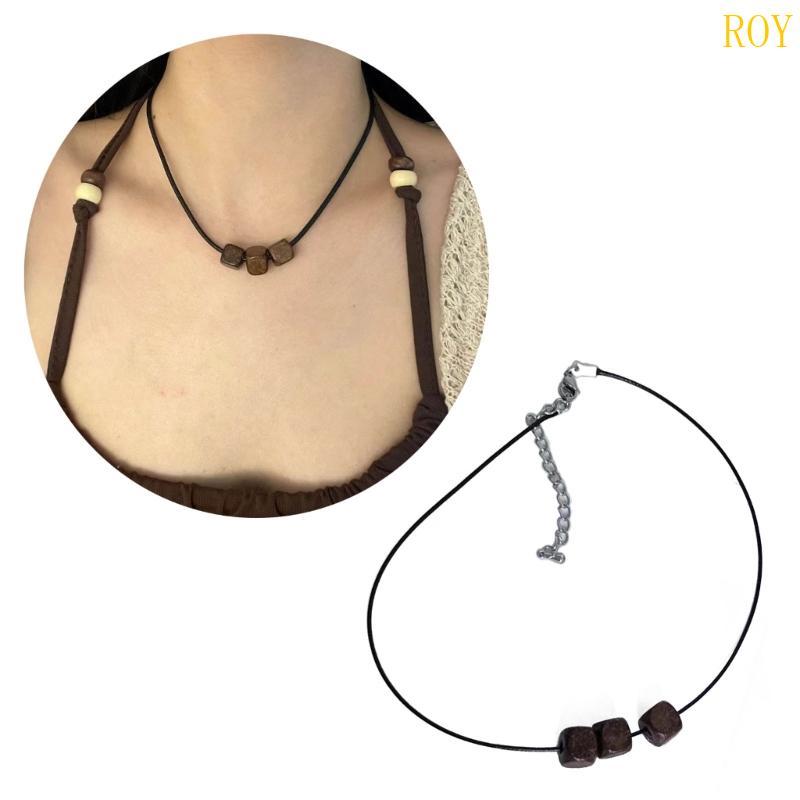 สร้อยคอลูกปัดแบบ 3D สไตล์Hip Hop Y2K สำหรับทุกเพศ ทำจากเชือกPU