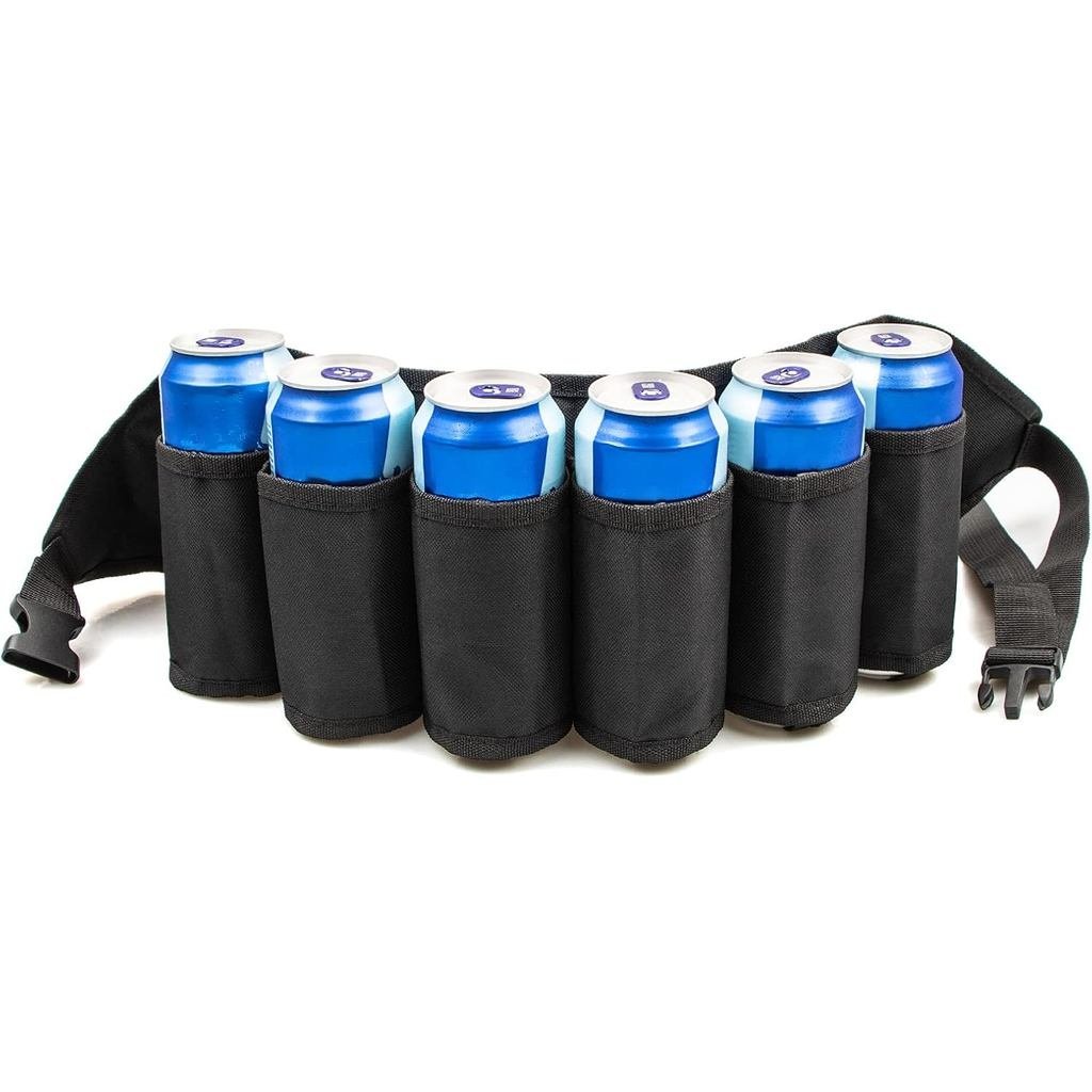 Adhafera Beer Belt, Adjustable 6 Pack Beer Belt Holder, Oxford Beer Waist Holder for Man, Women, Whi