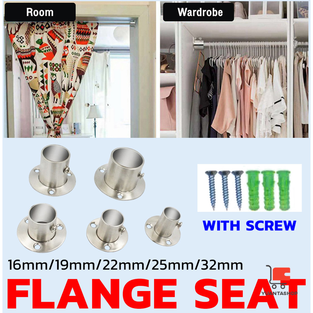 YT ตัวรับราว แป้นยึดราว สแตนเลส กลม 32 มม สำหรับตู้เสื้อผ้า Closet Rod Brackets