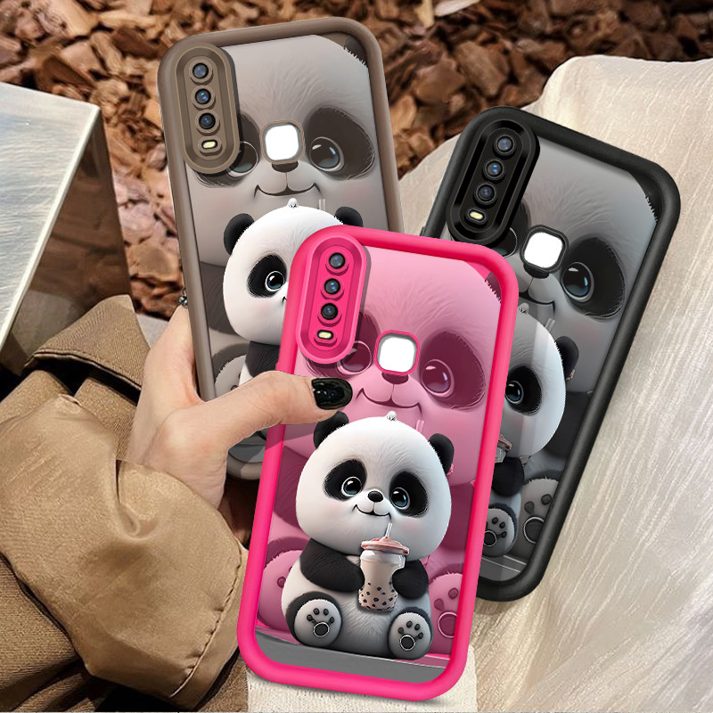 การ์ตูน Panda น่ารักเคสโทรศัพท์สําหรับ VIVO Y17 Y15 Y12 Y12i Y3S 1901 1902 1904 Y7S S1 กันกระแทกนุ่ม