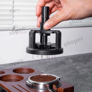 จัดส่งทันที√Rullet Needle Spinner ที่เกลี่ยผงกาแฟสำหรับก้านชงขนาด 51 58 ช่วยให้ผงกาแฟกระจายตัวทั่วบาสเก็ต ปรับความลึกได้