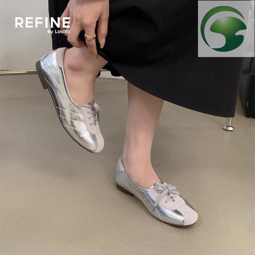 AH4 (Refine by Lovito) Casual Y2k Ballet Flats สําหรับผู้หญิง LR17E031 (Refine by Lovito) Classic Y2