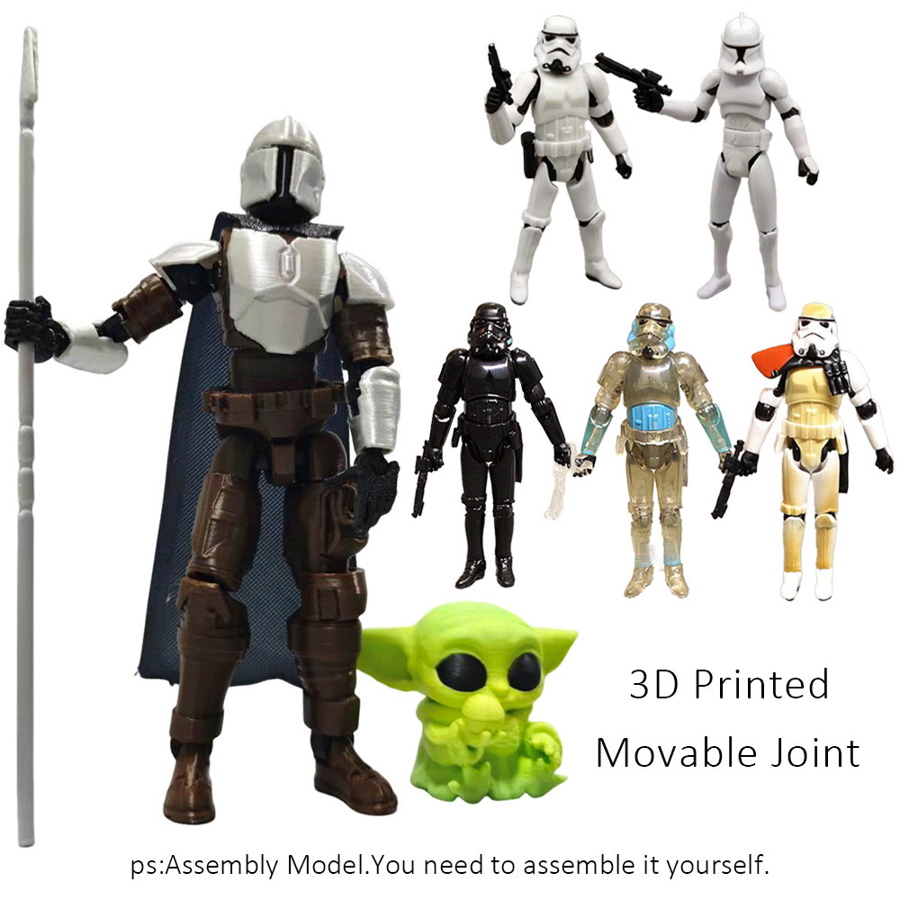 3D พิมพ์ Star Wars The Mandalorian Din Djarin ข้อต่อที่สามารถเคลื่อนย้ายได้ประกอบของเล่นคอลเลกชัน