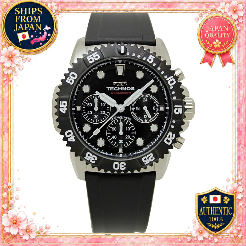 TECHNOS T9B90BB Chronograph 10 ATM Water Resistant