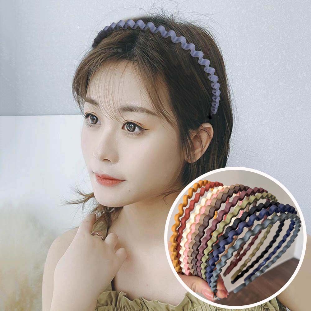 Simple ทนทานหยักผม Hoop เกาหลีสีทึบเรซิ่นผม Band Face Wash Comfort แถบคาดศีรษะสําหรับผู้หญิง