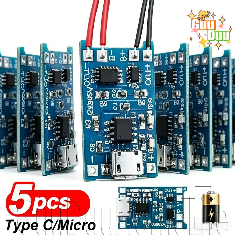 [GUUDUU] โมดูลชาร์จ USB Type-C - อินเทอร์เฟซ Micro USB/Type C - ขั้วต่อ Micro USB Type-C -18650 Lithium Battery Charger Board - พร้อมคุณสมบัติป้องกัน /จัดส่งฟรี