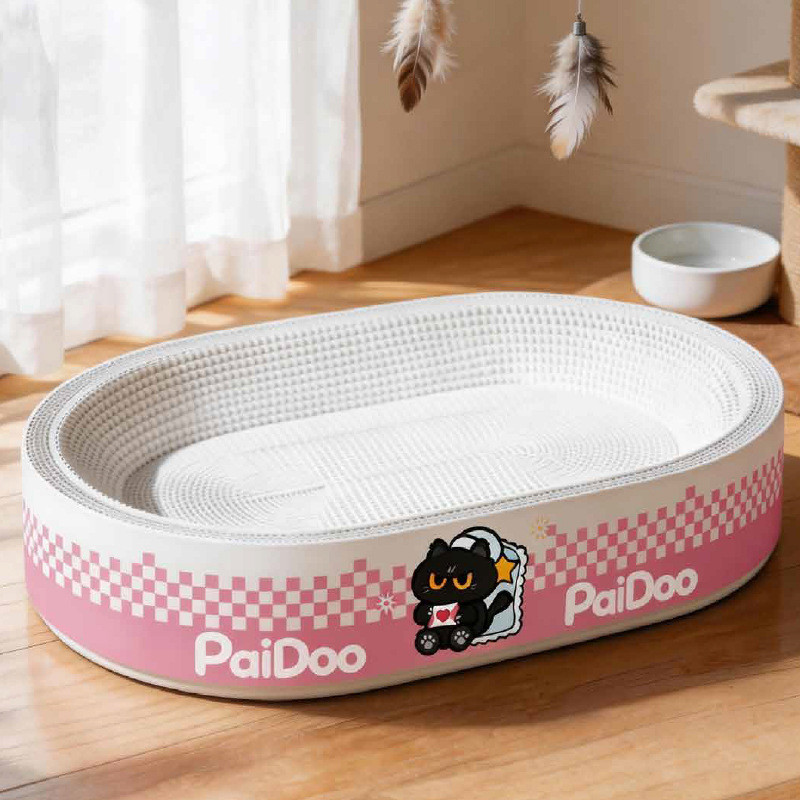 PaiDoo สีขาวคราฟท์ลูกฟูก Cat Scratcher ของเล่นแมวเตียง白牛卡 Shurang猫板 特特日耐磨不易板体猫咪一猫磨玩具