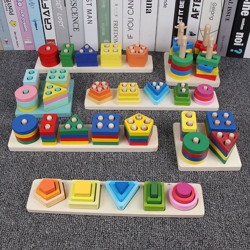 Higboro Middle Higking Shape Comming 3 ปี เด็กปีครึ่ง ยิปซี ของเล่น Montessori Geometric Shape คอลัม