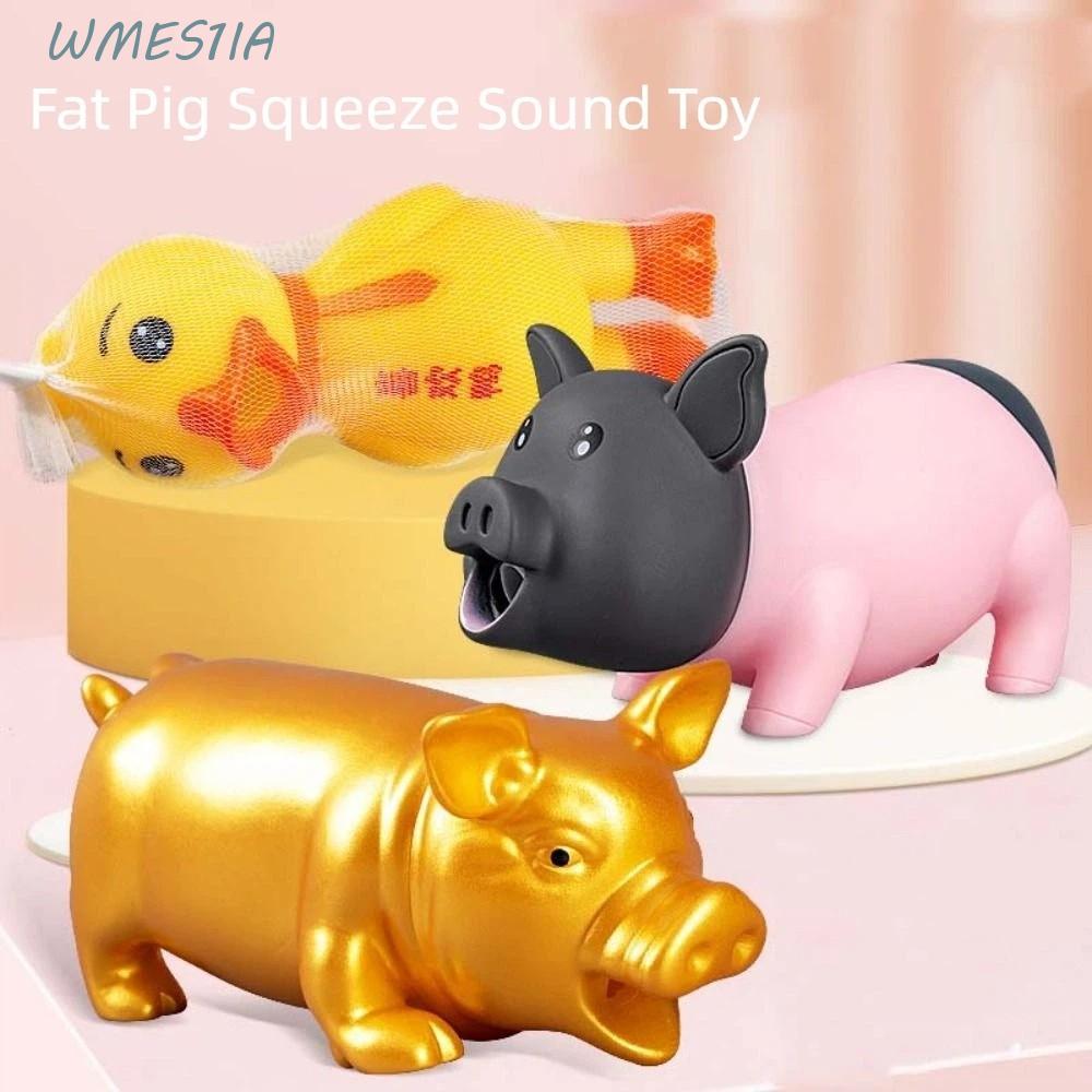 WMES1IA สัตว์เลี้ยงสุนัขของเล่น, Squeak เสียงบีบฟังก์ชั่นหมูไขมันบีบเสียงของเล่น,น่ารักระฆ้องเสียงหมูไขมันใหญ่ Vent Design Squeak Vent Pig Interactive Play