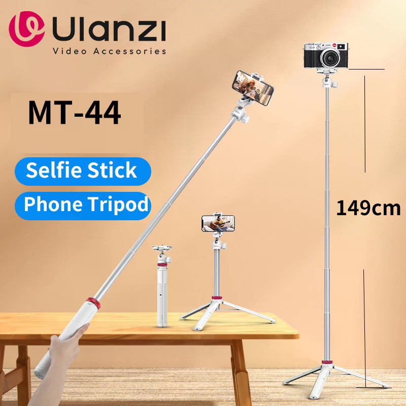Ulanzi MT-44 ขาตั้งกล้องไม้เซลฟี่แบบยืดได้ขาตั้งกล้องโทรศัพท์แบบพกพาพร้อมรองเท้าเย็นสําหรับ Vlog ถ่า