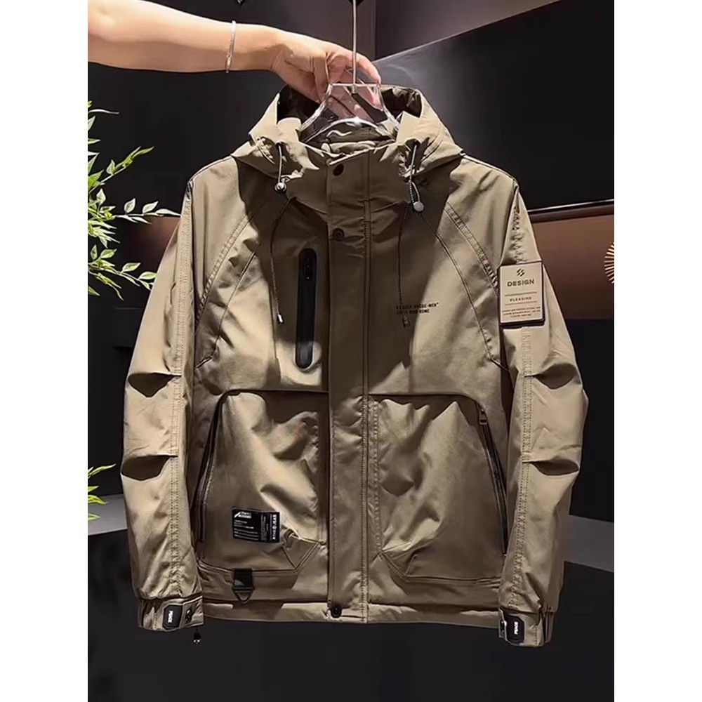 2025 ฤดูหนาวสไตล์ใหม่ Street สวมใส่ Windproof Overalls เสื้อแจ็คเก็ตผู้ชายแนวโน้มแฟชั่น Simple Ruffian หล่อ All-Match Hooded Jacket
