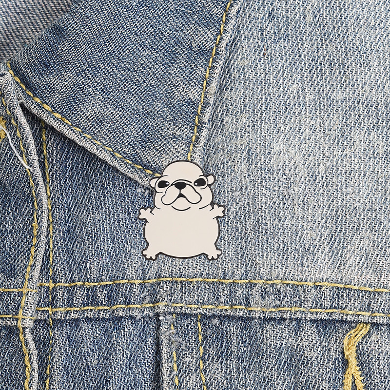 การ์ตูน French Bulldog เข็มกลัดเคลือบแฟชั่นเสื้อผ้าอุปกรณ์เสริมกระเป๋าเป้สะพายหลังป้ายเครื่องประดับของขวัญ