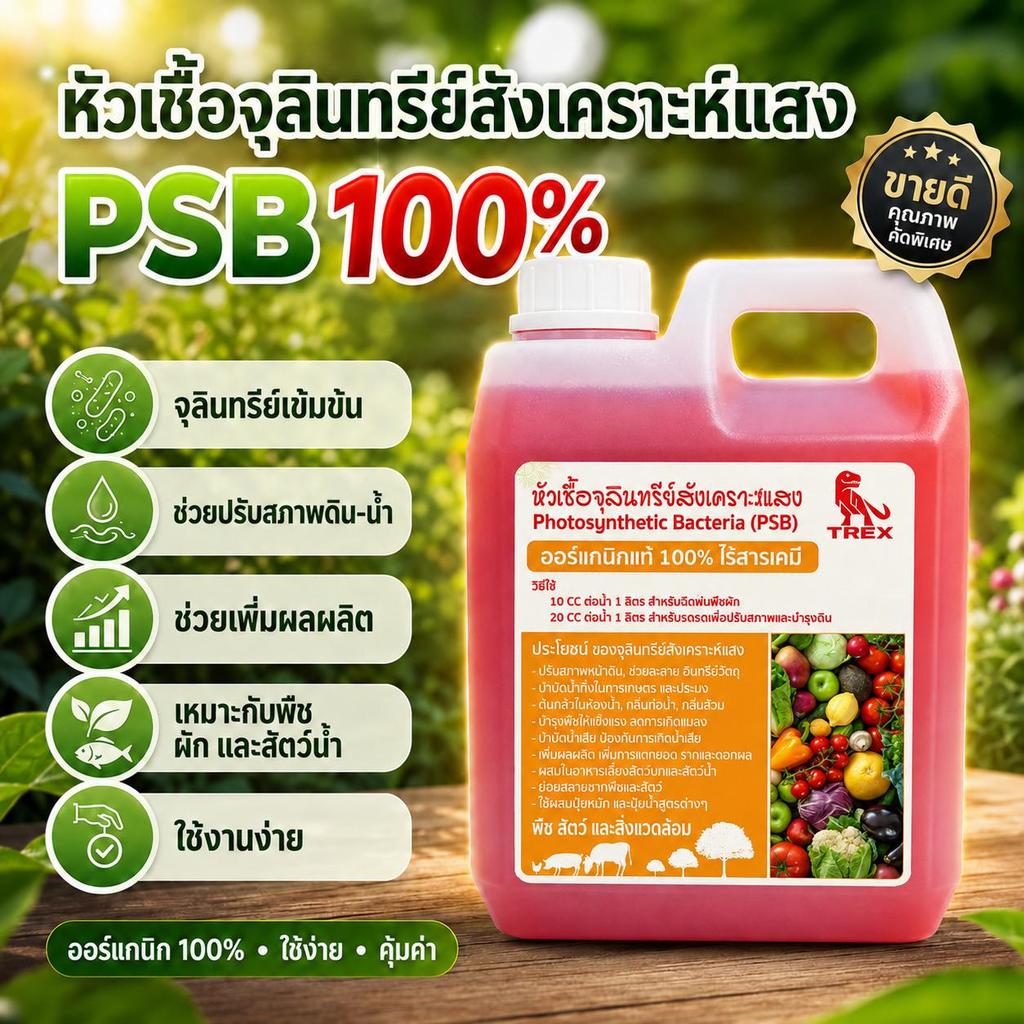 จุลินทรีย์สังเคราะแสงน้ำแดง PSB สูตรเข้มข้น บำรุงต้นและใบ ใส่บ่อปลา ขยายเชื้อได้ ช่วยบำบัดน้ำเสียขนาด 1 ลิตร
