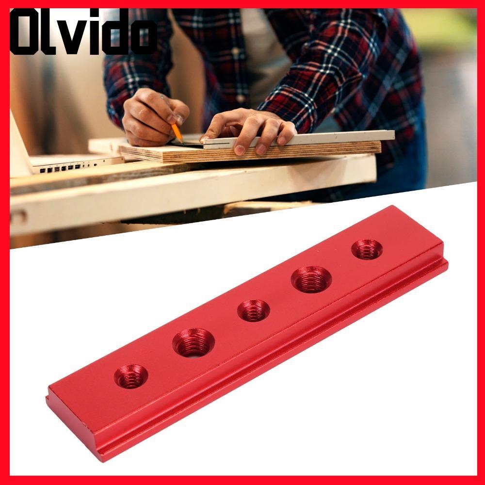 OLVIDO รางไม้, วัสดุอลูมิเนียมรู T Slot Miter Track, ทนทานกว้าง 100 มม. สีแดง/เงิน T-Track Jig งานไม