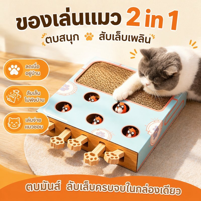 กล่องแมวตบ ของเล่นแมว ที่ลับเล็บแมว กระดาษลูกฟูก โซฟาแมว ของเล่นตะปบแมว เฟอร์นิเจอร์แมว
