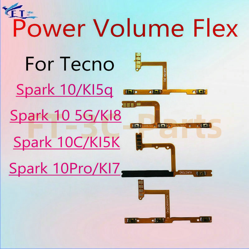 สําหรับ Tecno spark 10 Pro 4G 5G 10c ki5 ki7 ki8 Power Volume Flex Cable Switch On Off Flex Cable Re