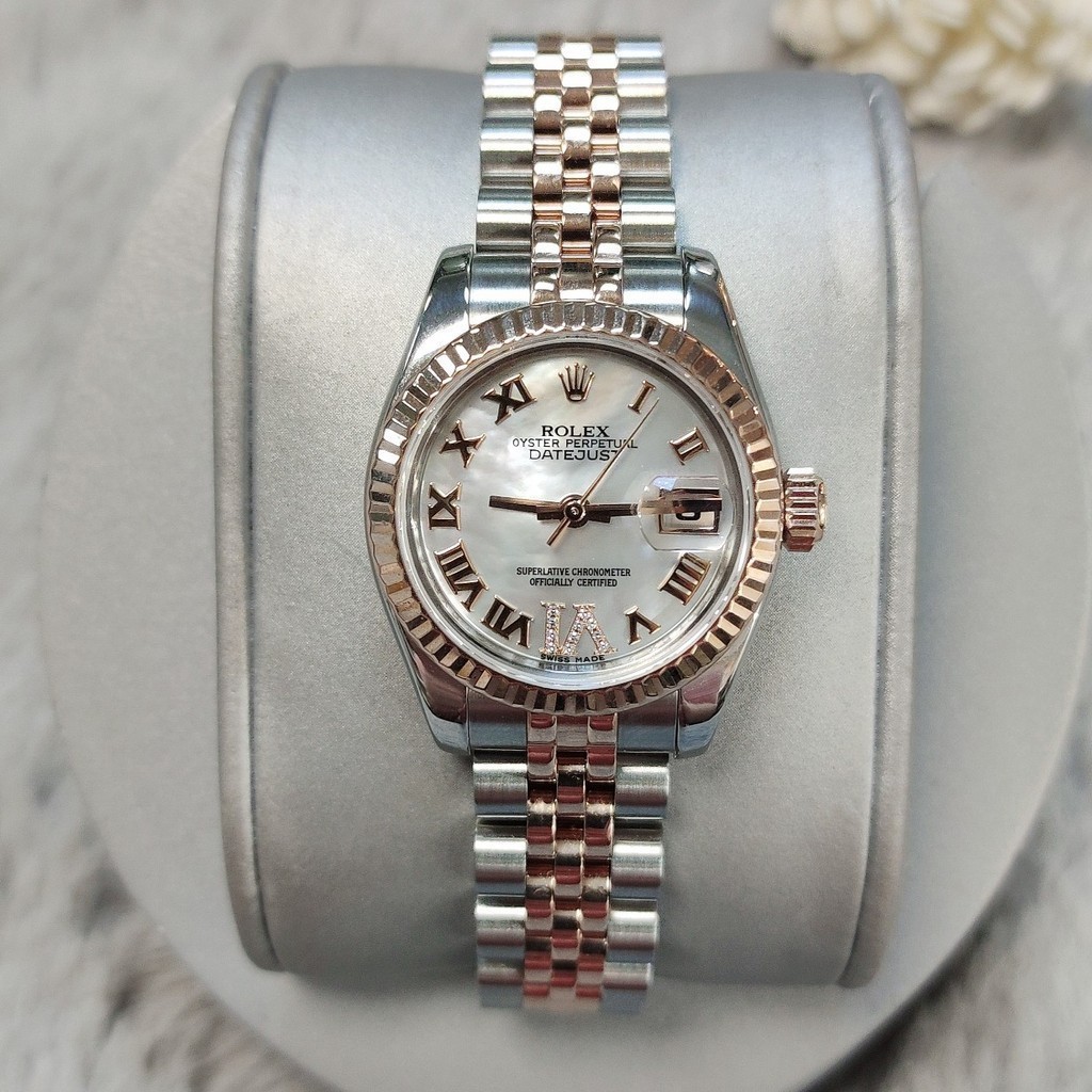 Rolex Rolex นาฬิกาผู้หญิง Log Type179171White Fritillary Disc นาฬิกากลไกอัตโนมัตินาฬิกาสุภาพสตรี