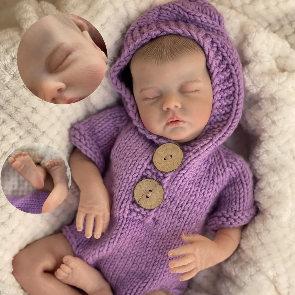 18 นิ้วผิวริ้วรอย Bebe Reborn ตุ๊กตาทาสีผมผ้านุ่ม Handmade ทาสีตุ๊กตาด้วยหลอดเลือดดําที่มองเห็นได้ R