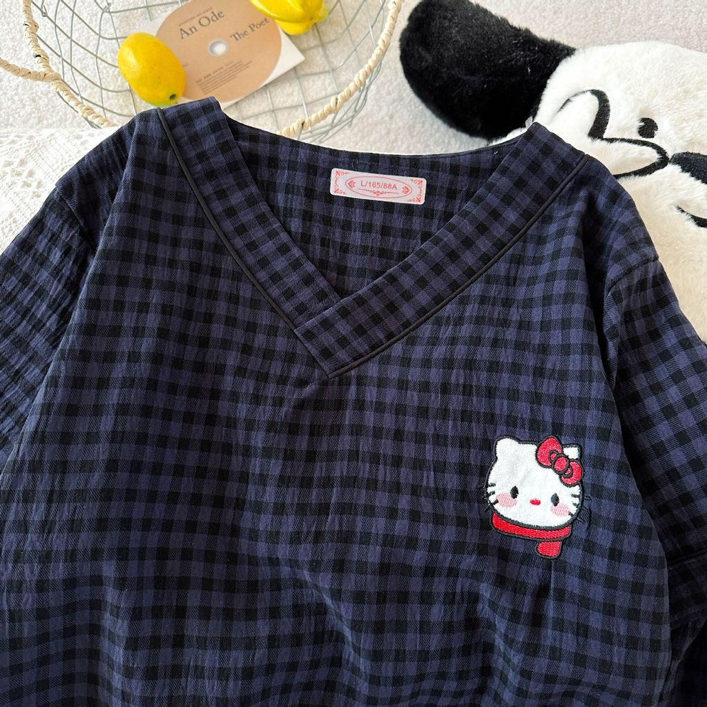 FDS ins V คอผ้าฝ้าย cloud การ์ตูนผู้หญิงฤดูร้อนแขนสั้นชุดนอนกางเกงขาสั้น lungewear ชุด hi8u PPV3