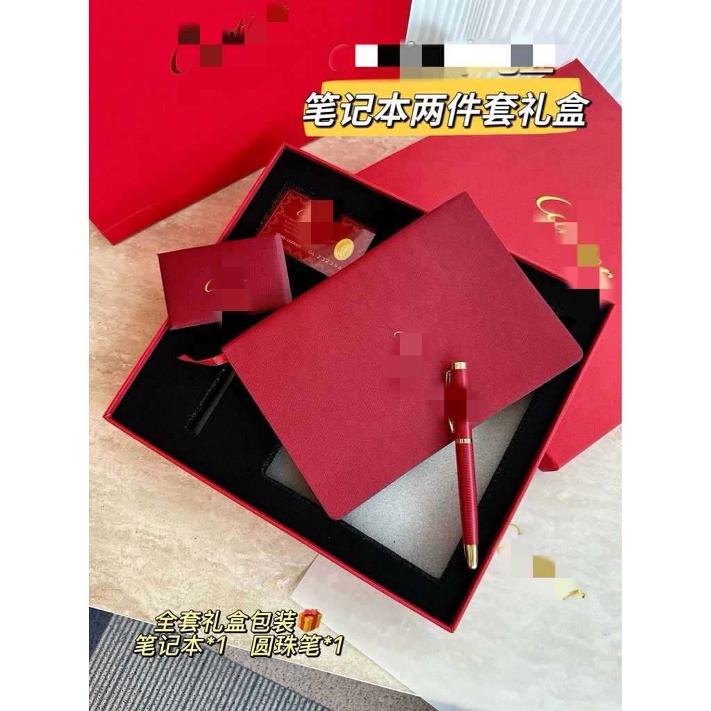 Spot Goods#Kajia Red Leather Notebook and Signature Pen Two-Piece Gift Set, Souvenir Notebook, Diary