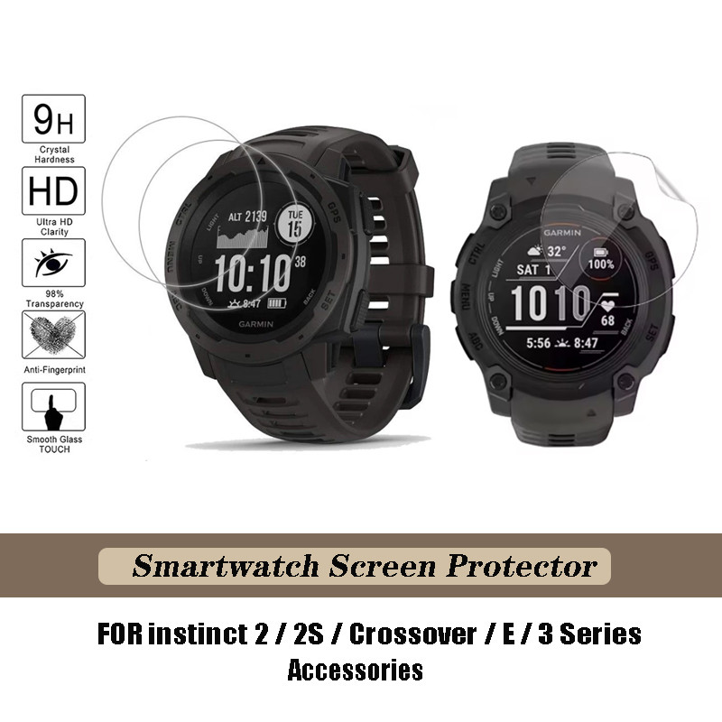 HD Anti-Scratch กระจกนิรภัยสําหรับ Garmin Instinct Series 3 2 2S E 40 มม./45 มม./50 มม.Crossover หน้าจอป้องกันฟิล์มอุปกรณ์เสริม