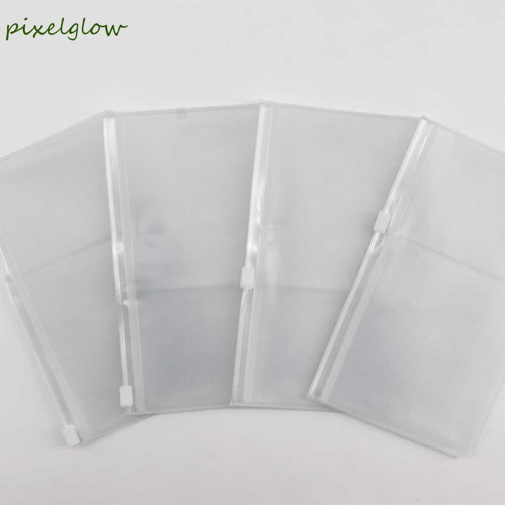 PIXELGLOW กระเป๋าเก็บโน๊ตบุ๊ค Pocket Journal Supplies Planner Accessories Passport For Midori Travelers Standard PVC Zipper Bag