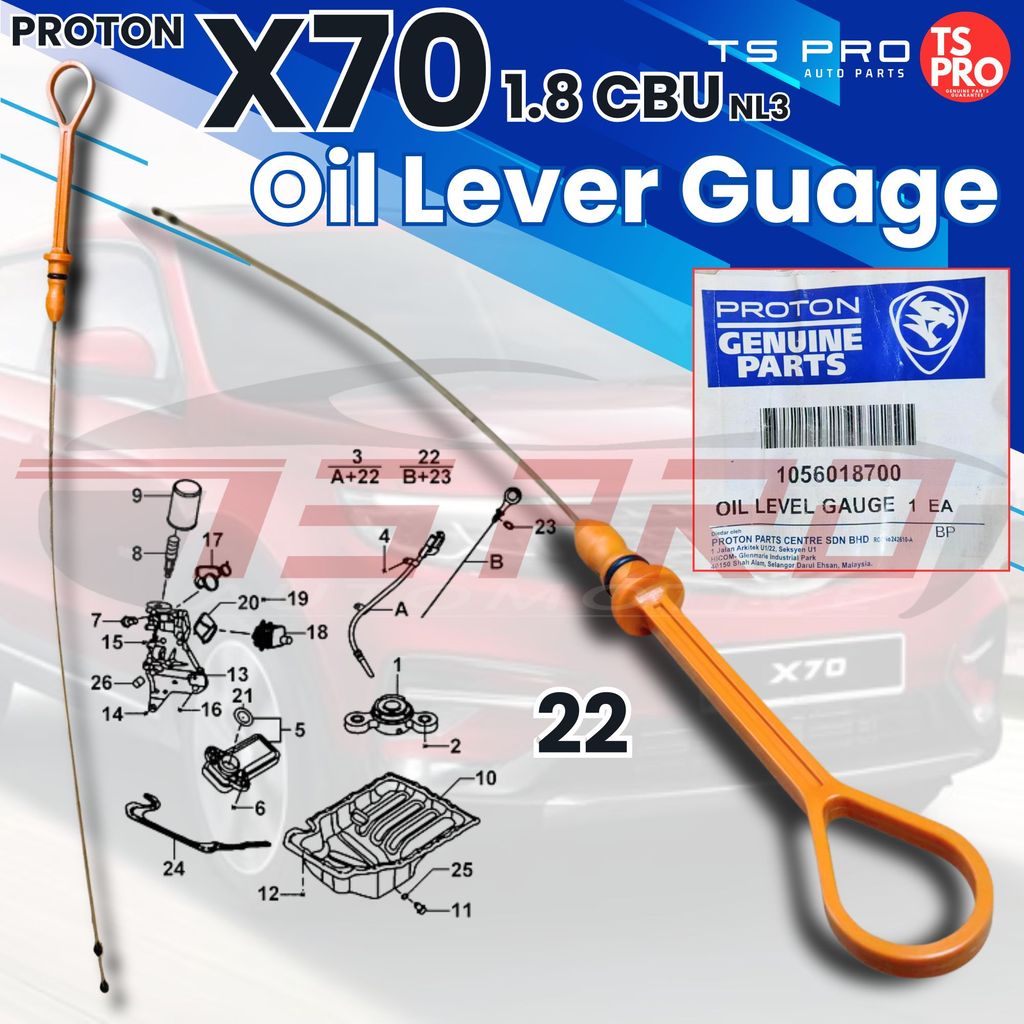 Geely Proton X70 1.8 CBU NL3 Oil Lever Guage Dipstick Tolok Aras Minyak 1056018700