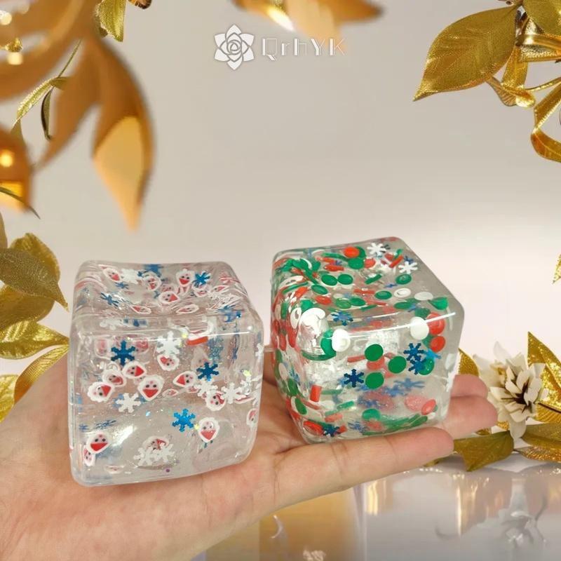 QrhYK 1 ชิ้นคริสต์มาส Series Sensory Fidget ของเล่น Taba Squishy ความเครียดลูก Cube ช้า Rise Squishy