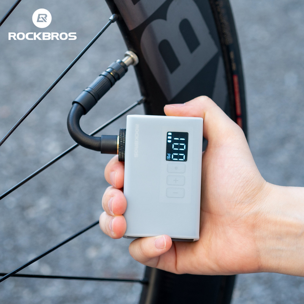ROCKBROS มินิปั๊มลมไฟฟ้าจอแสดงผลหน้าจอ fAluminum Alloy น้ําหนักเบาแบบพกพา 120PSI