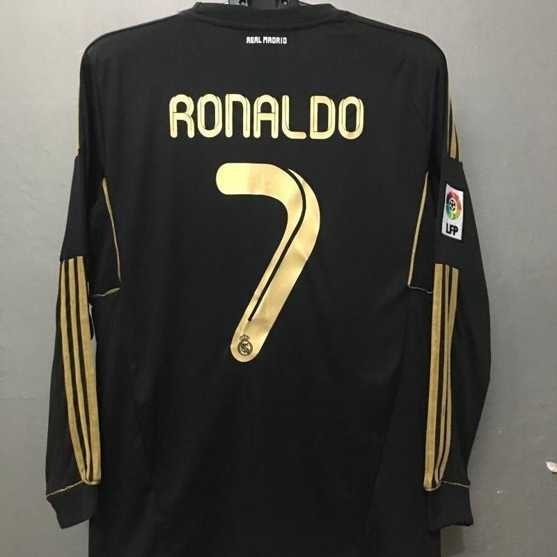 เสื้อยืดฟุตบอล RMD Madrid ลายดำ แขนยาว/แขนสั้น สำหรับผู้ชาย ออกแบบมาให้คอบอลที่ชื่นชอบ Cristiano Ron