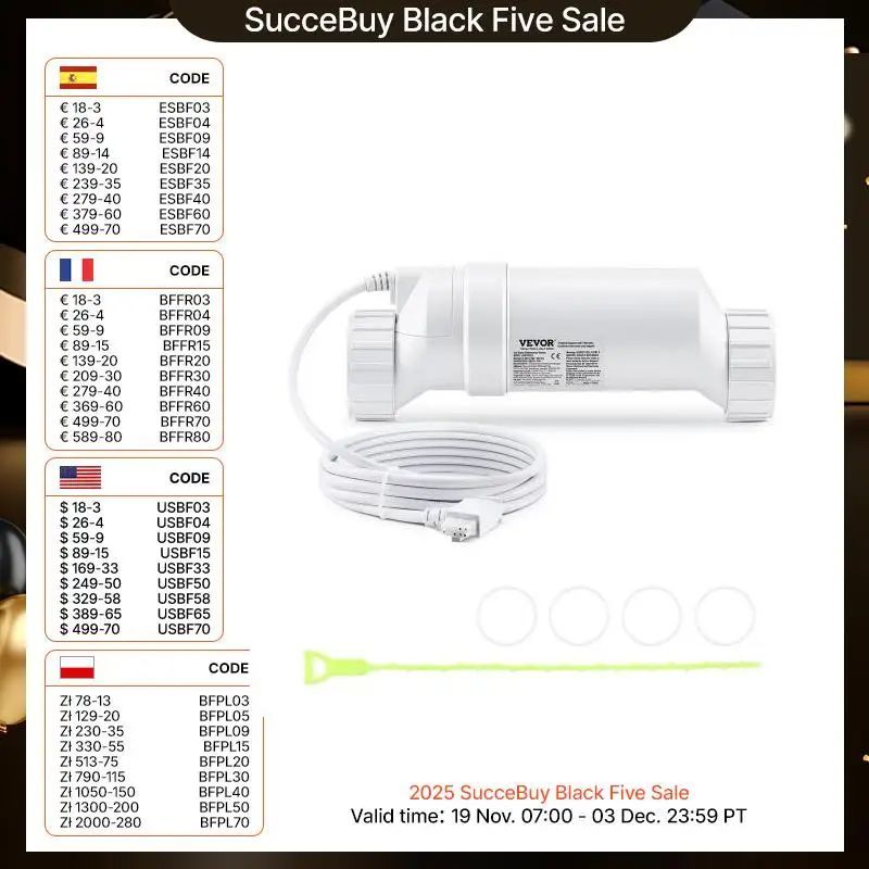 VEVOR น้ําเกลือ Chlorinator ระบบสระว่ายน้ํา Chlorination เซลล์เกลือคลอรีนเครื่อง 15 ฟุตสายสําหรับ Ha