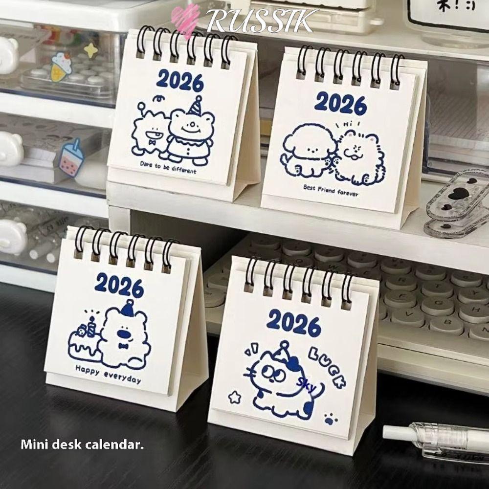 ปฏิทินขดลวด รัสซิก, ปฏิทินตั้งโต๊ะการ์ตูนขนาดเล็ก 2026, ปฏิทินแบบพกพาวางแผนหนังสือเครื่องประดับตั้งโต๊ะ
