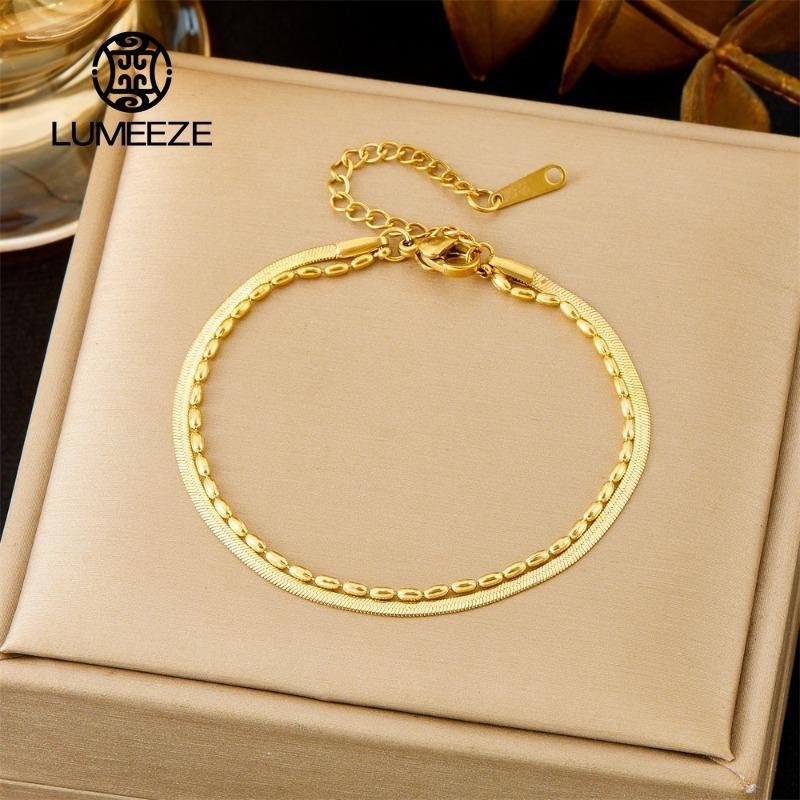 สร้อยข้อมือสตรีแบบโซ่ขนาดเล็ก สเตนเลสสีทอง สำหรับเป็นของขวัญแฟชั่นและสวมใส่ง่าย - รูปที่ 3