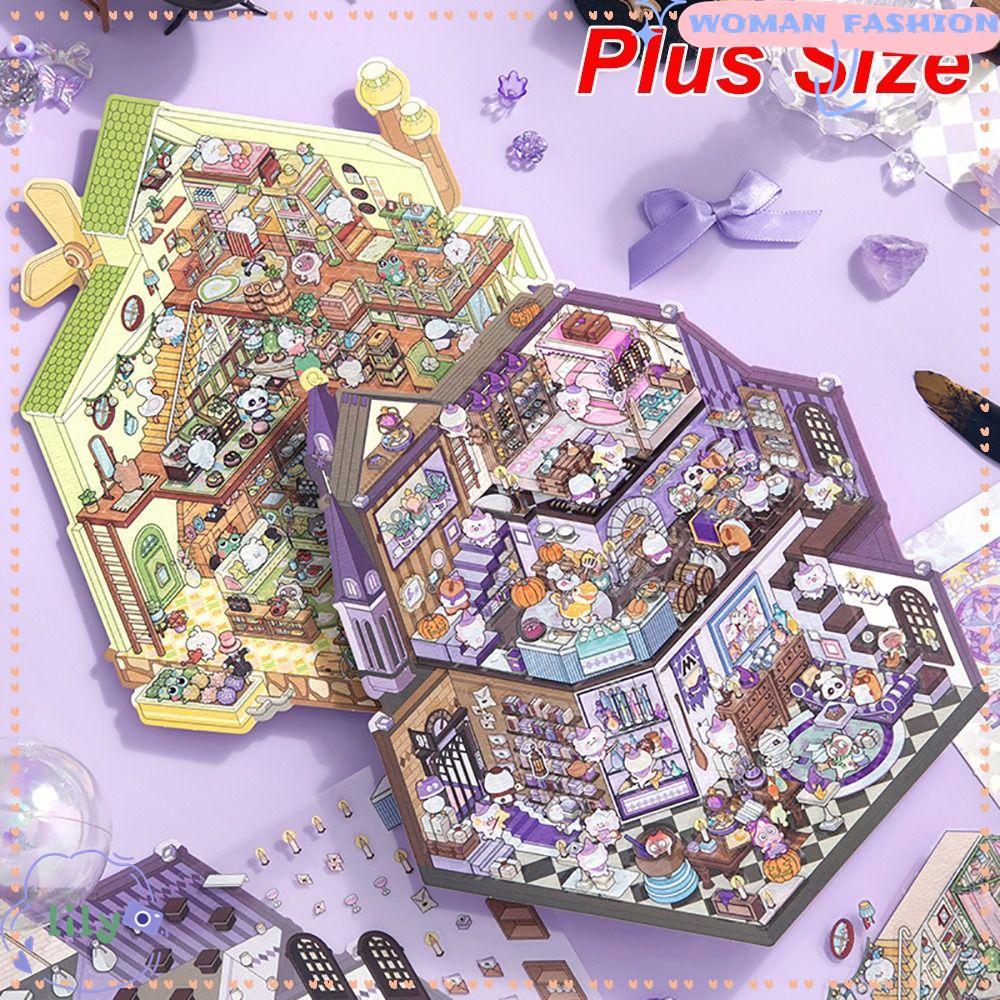 LILY Cabin Scene Pocket Sticker, Cartoon Plus Size Landscape Sticker, Festival Birthday Gift Visual 