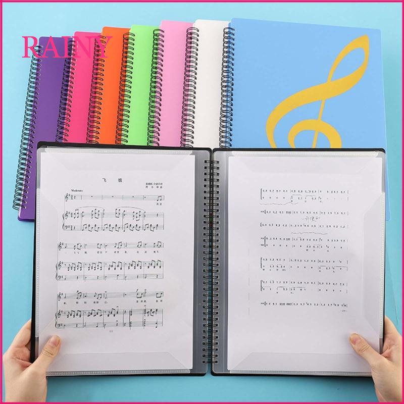 RAINY A4 แฟ้มโฟลเดอร์กันน้ํา Spiral-bound Sheet Music Binder 10x13Inches 20 แขน
