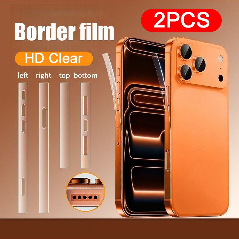【2 Sets】Border Protective Film For iPhone 17 16 15 14 13 12 11 Pro Max Plus 13 mini Air Ultra-thin Frame Sticker Matte Side TPU Hydrogel Film