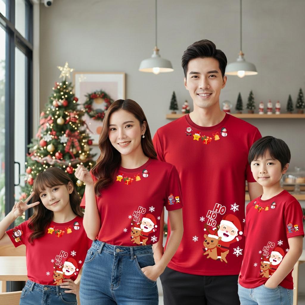 เสื้อยืดธีมคริสต์มาส ไซส์เด็ก-ผู้ใหญ่ แฟชั่นคริสต์มาส ผ้าฝ้ายผสม