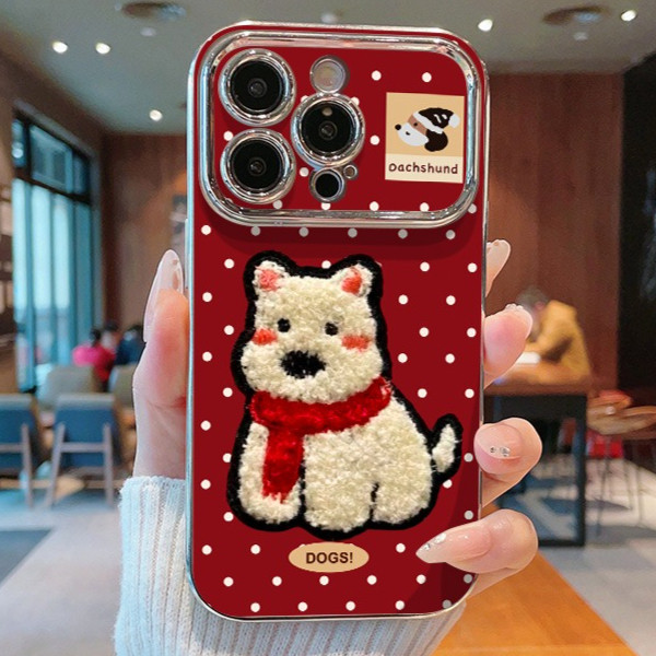 เคสโทรศัพท์ลายจุดลูกสุนัข ดีไซน์ใช้ได้กับ iPhone 11/13/14/15 Pro/16/17 Pro/16 Pro Max, X/MAX/XR, 7/8Plus รุ่น ZT6DSC0400