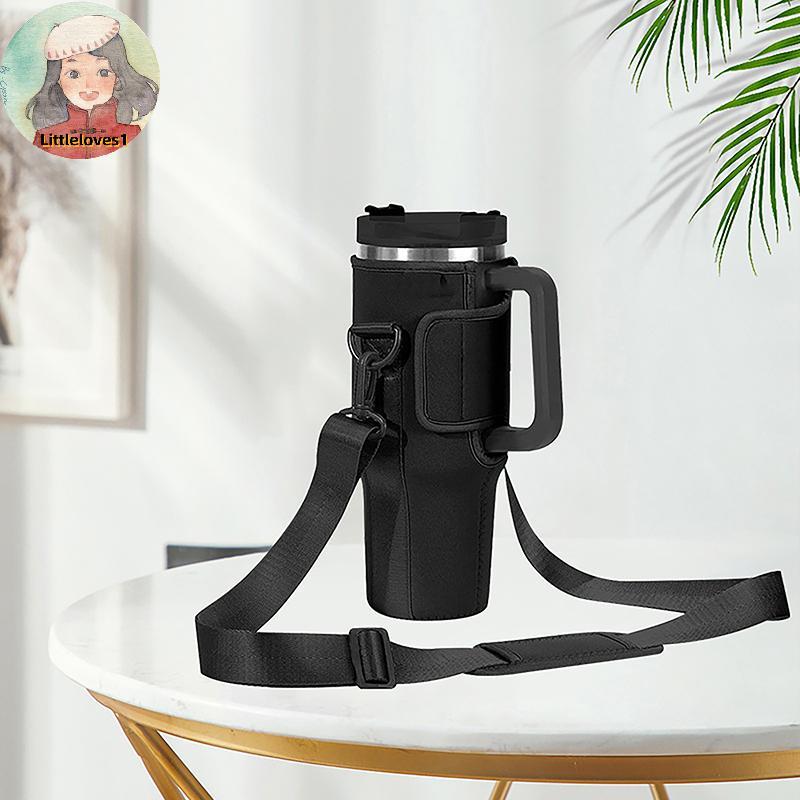 Littlelove 40oz ขวดน้ํา Carrier กระเป๋าปรับสายคล้องไหล่ถ้วยแก้วแขนสีทึบขวดสําหรับเดินป่ากลางแจ้ง TH
