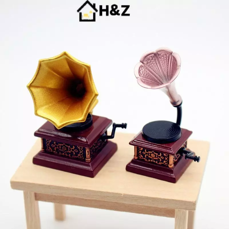 H & Z Dollhouse Vintage Phonograph Miniatures ของเล่นประดับบ้านตุ๊กตา thumbnail 3
