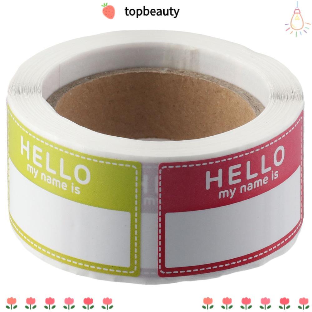 Topbeauty ป้ายชื่อ, สติ๊กเกอร์ชื่อกาวในตัว 200 ชิ้น, สี่เหลี่ยมผืนผ้าเปล่า 8 สี Hello My Name is ป้ายชื่อ Home
